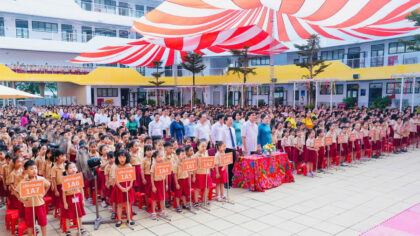 Học sinh Trường Tiểu học Bùi Quốc Khái, phường Hoàng Liệt, Hà Nội.