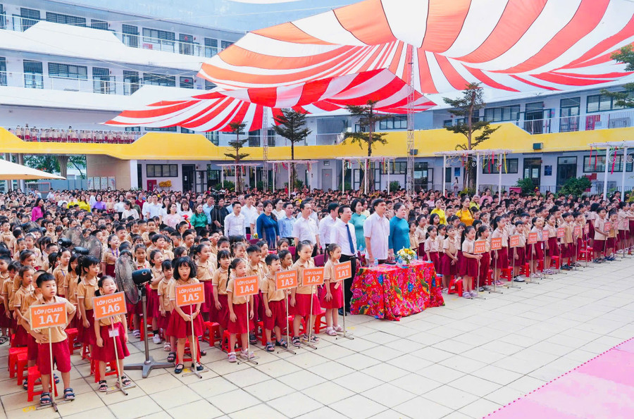 Học sinh Trường Tiểu học Bùi Quốc Khái, phường Hoàng Liệt, Hà Nội.